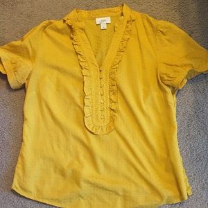 Loft mustard short sleeve dress shirt